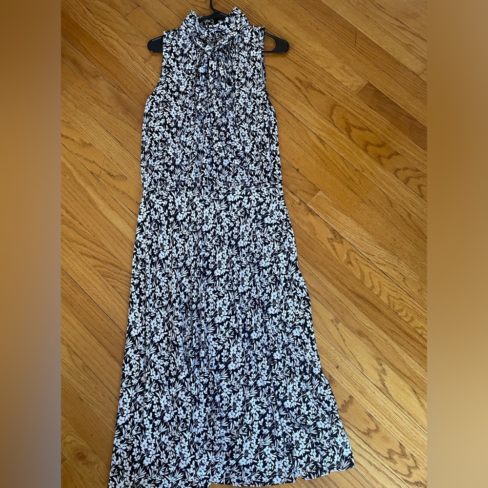Ralph Lauren black and white floral midi dress